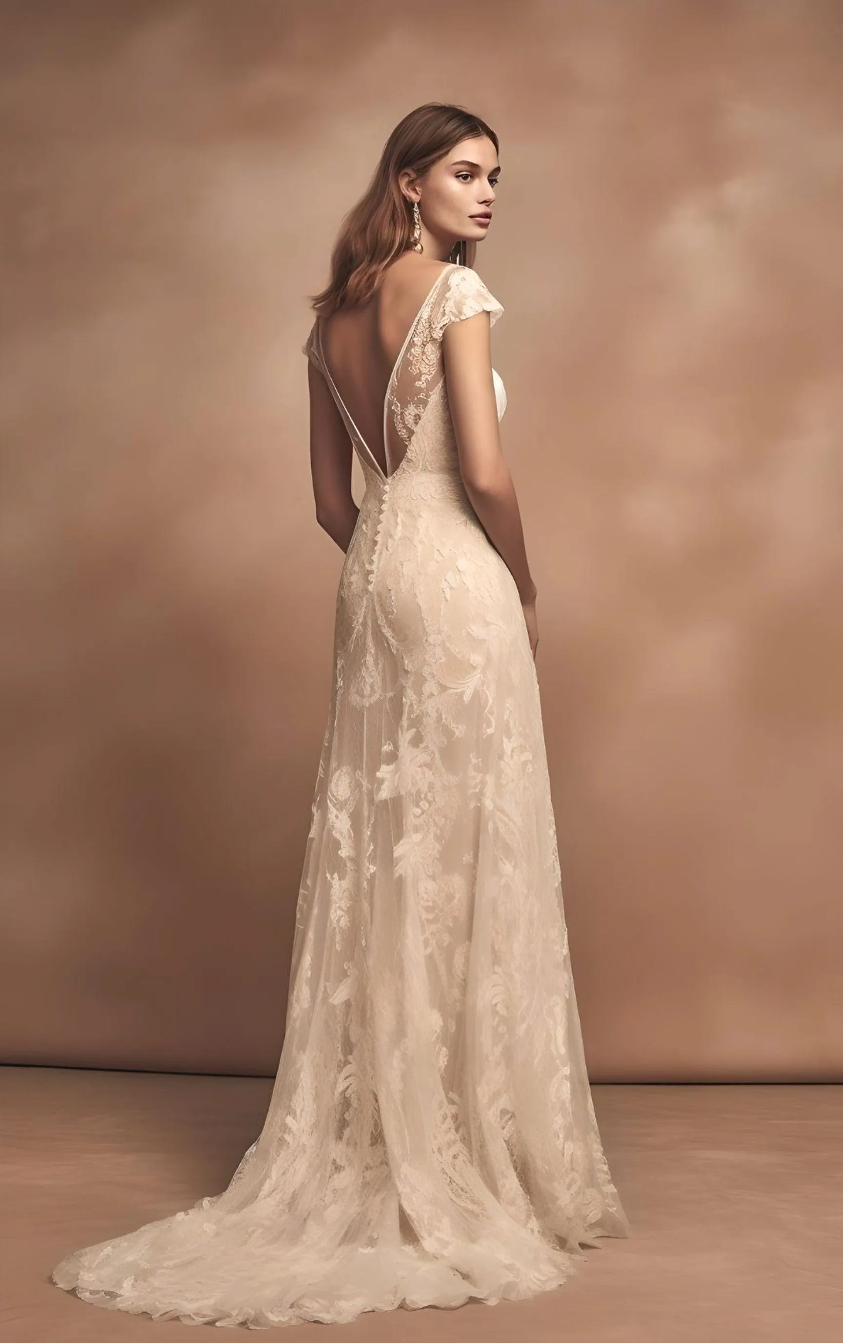 2023 A-Line Tulle Lace Sleeveless Wedding Dress with Train V-neck V Back Country Garden Simple Sexy Elegant-MW_760038