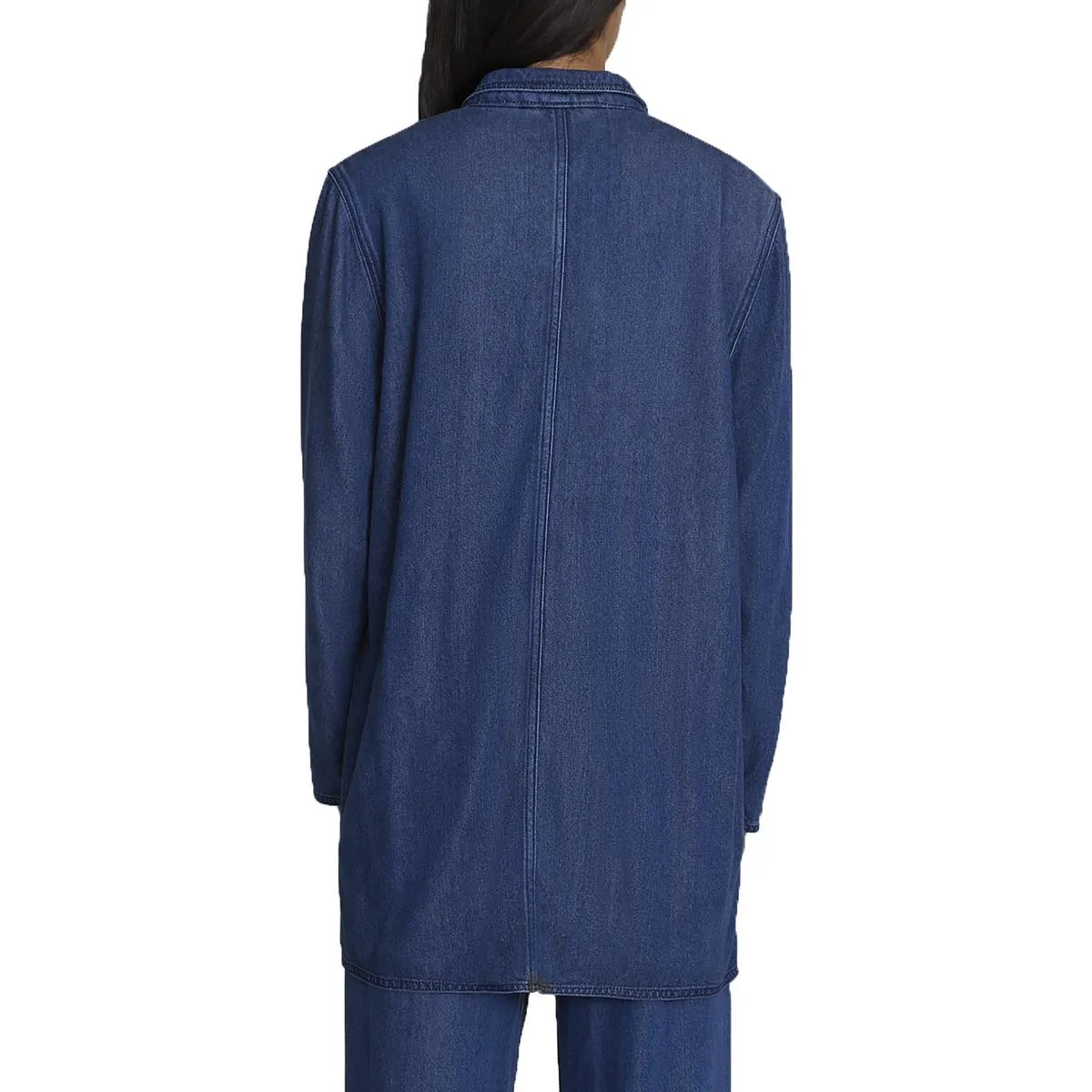 7 For All Mankind Womens Unlined Denim One-Button Blazer