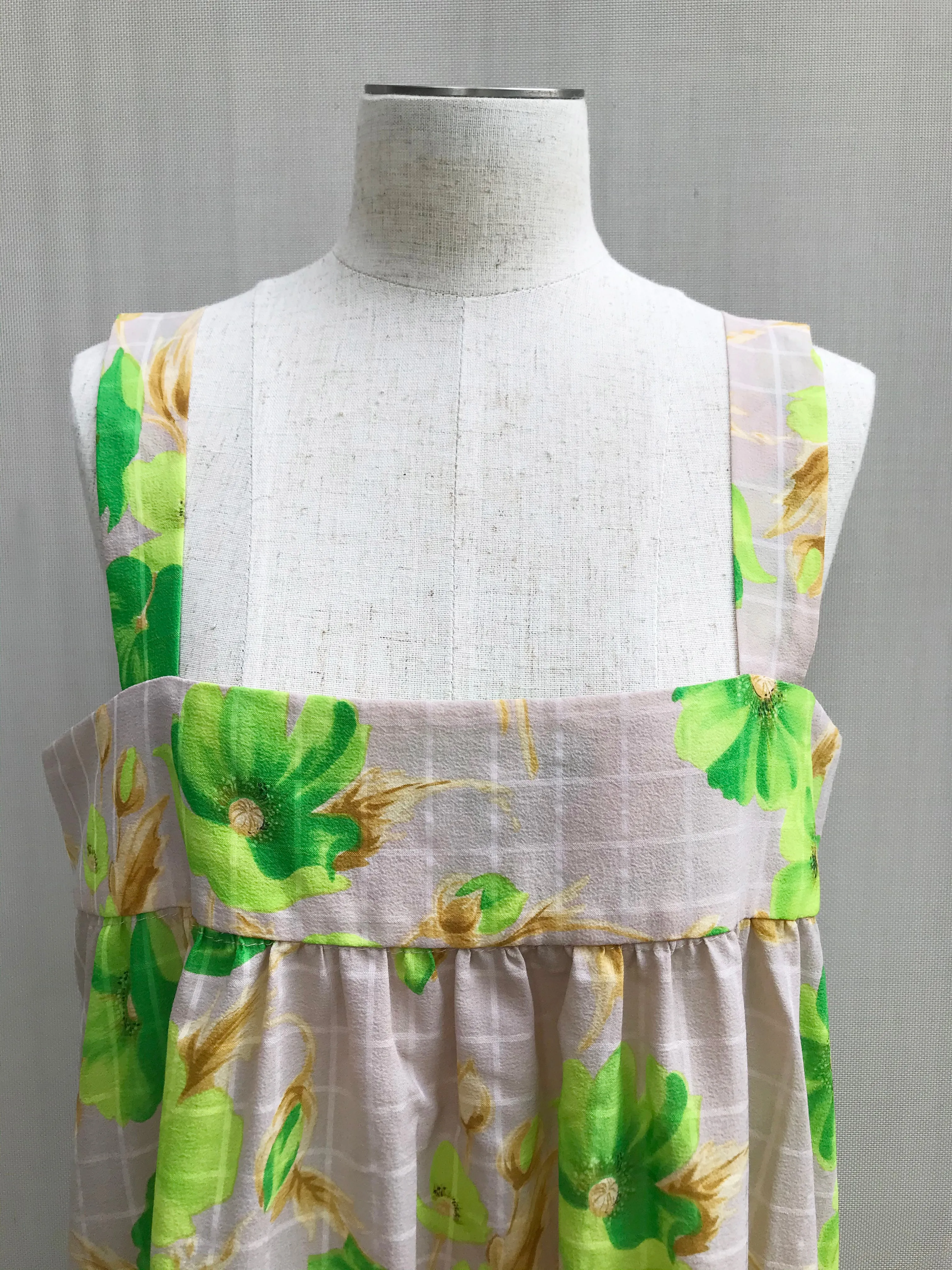 70s Green Floral Sun Dress