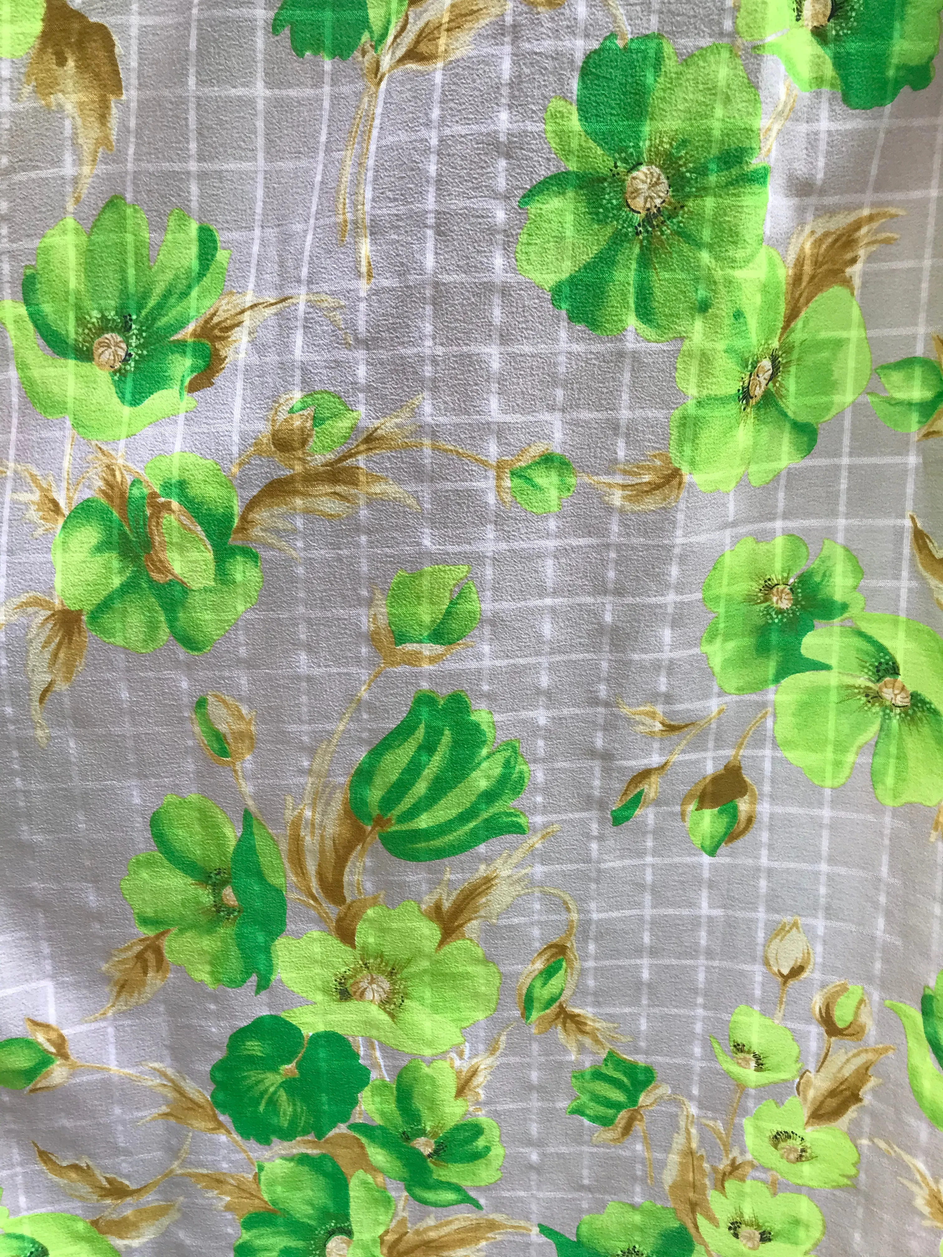 70s Green Floral Sun Dress
