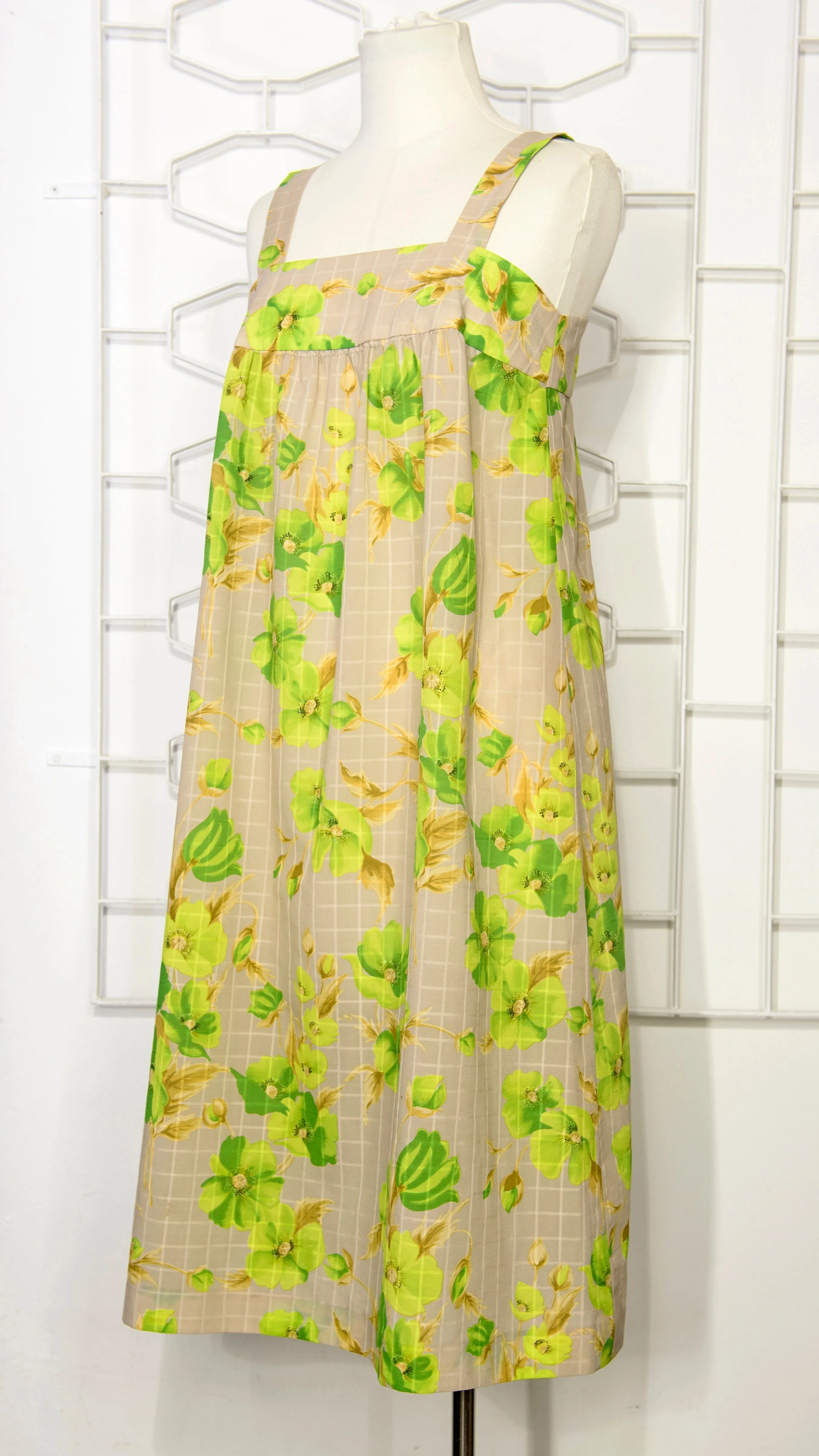 70s Green Floral Sun Dress