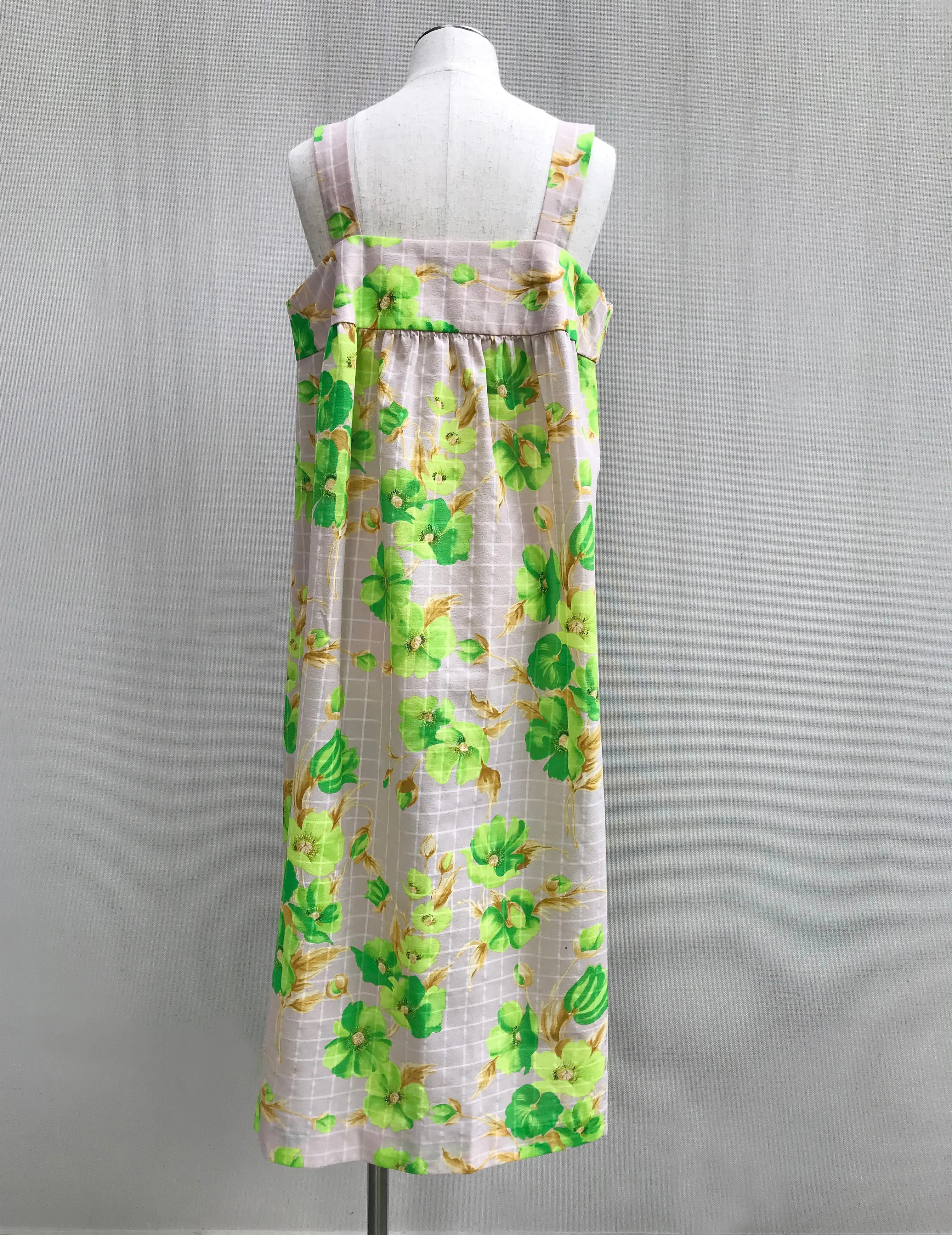 70s Green Floral Sun Dress