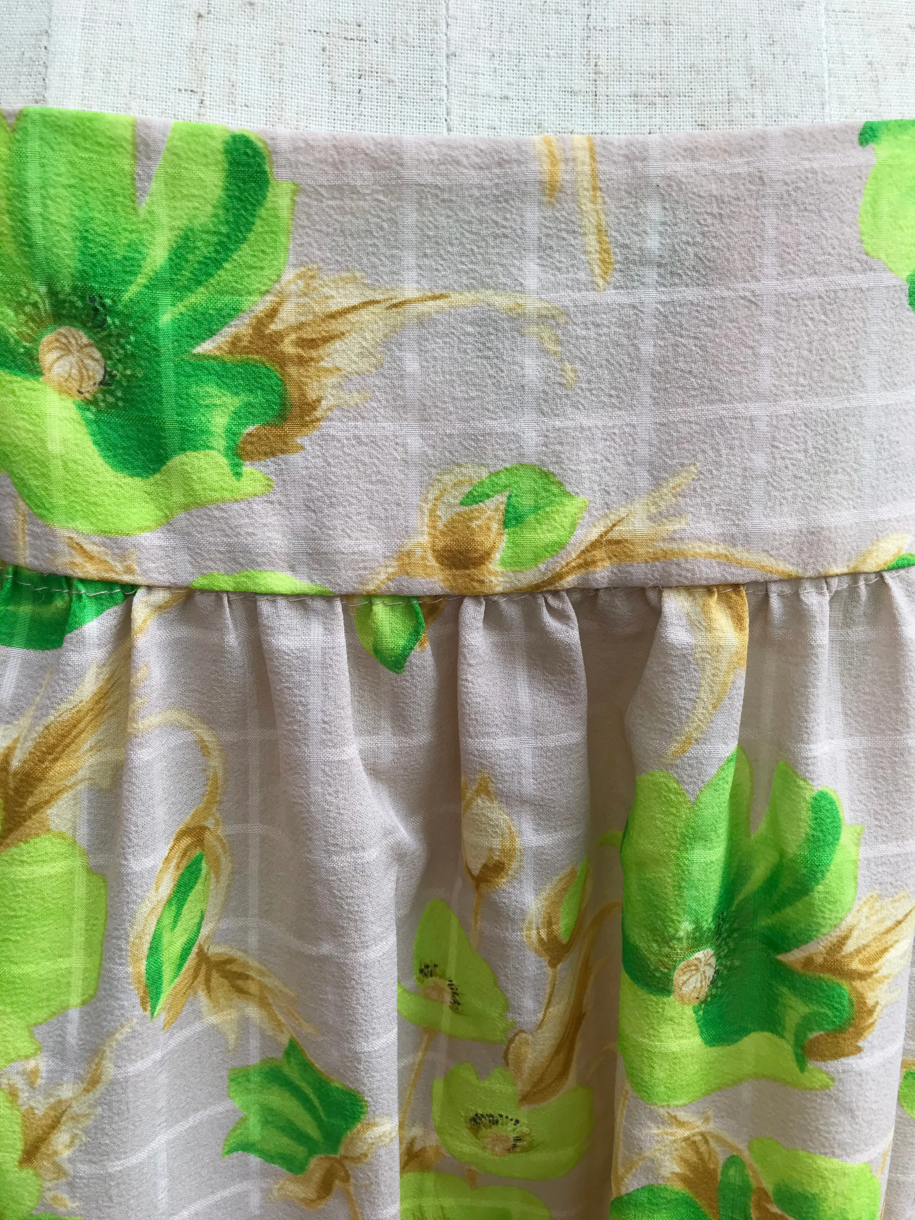 70s Green Floral Sun Dress