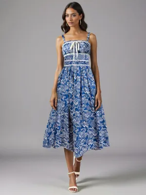 Abstract Print Fit Flare Midi Sun Dress