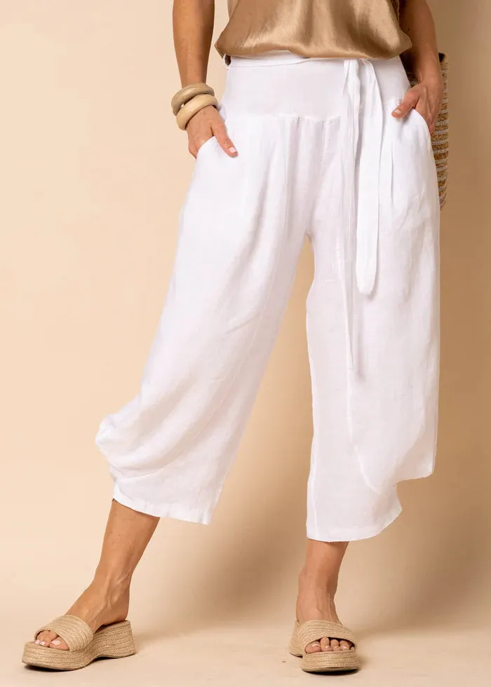 Addison Linen Pants - White