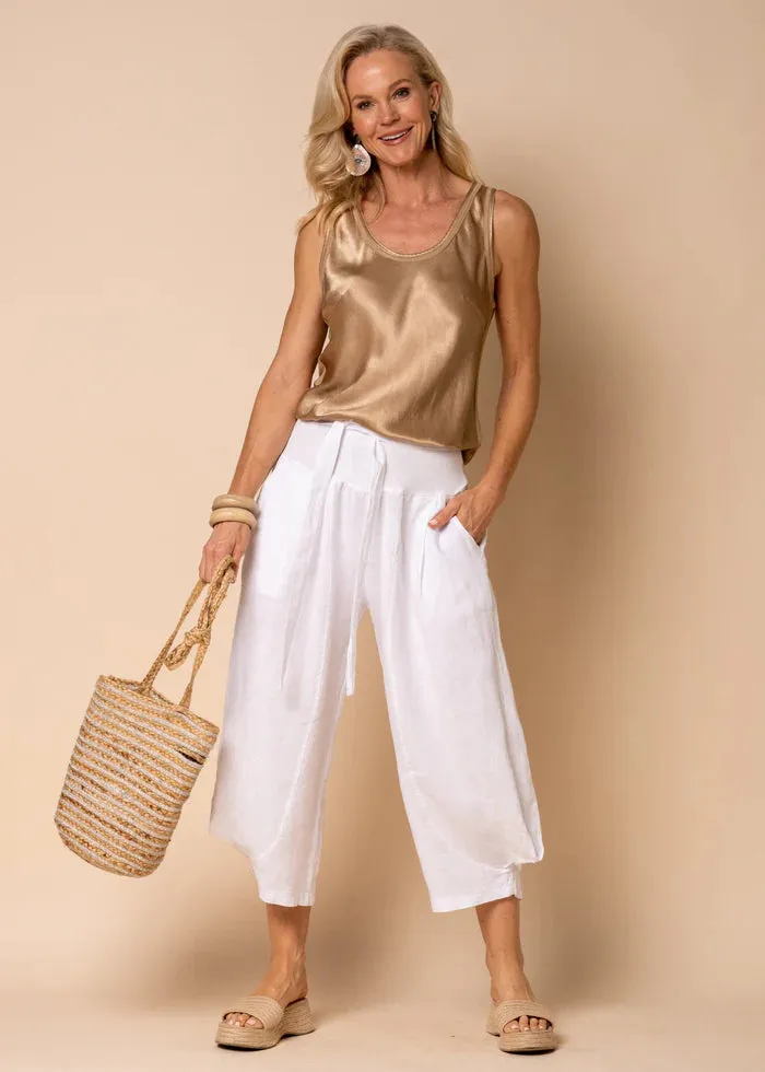 Addison Linen Pants - White