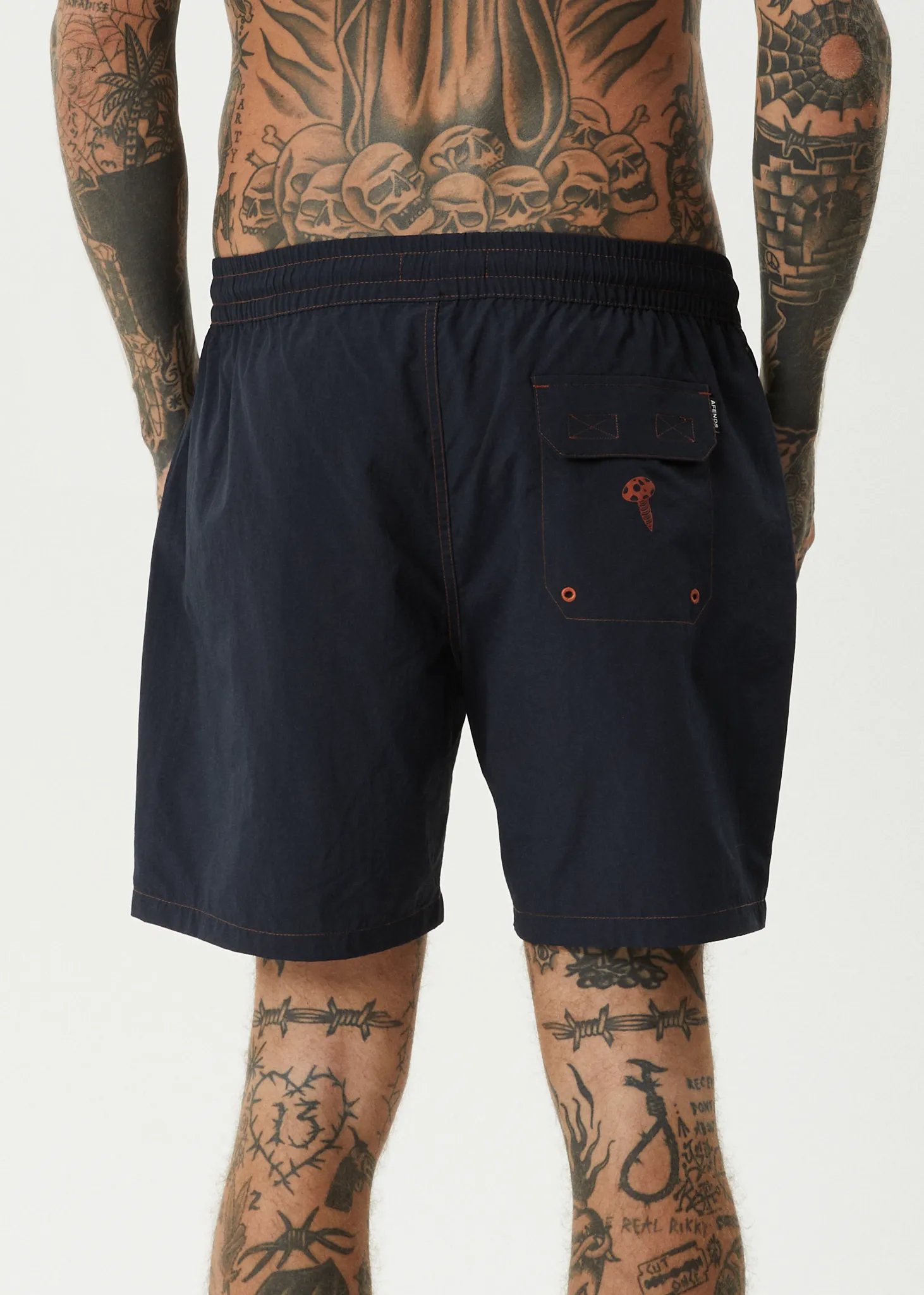 AFENDS NUTS N BOLTS BAYWATCH SWIM SHORT 18 INCH - DEEP SEA