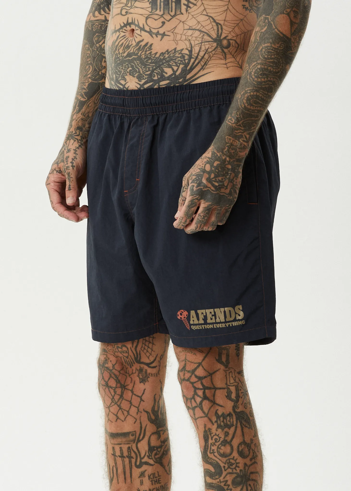 AFENDS NUTS N BOLTS BAYWATCH SWIM SHORT 18 INCH - DEEP SEA