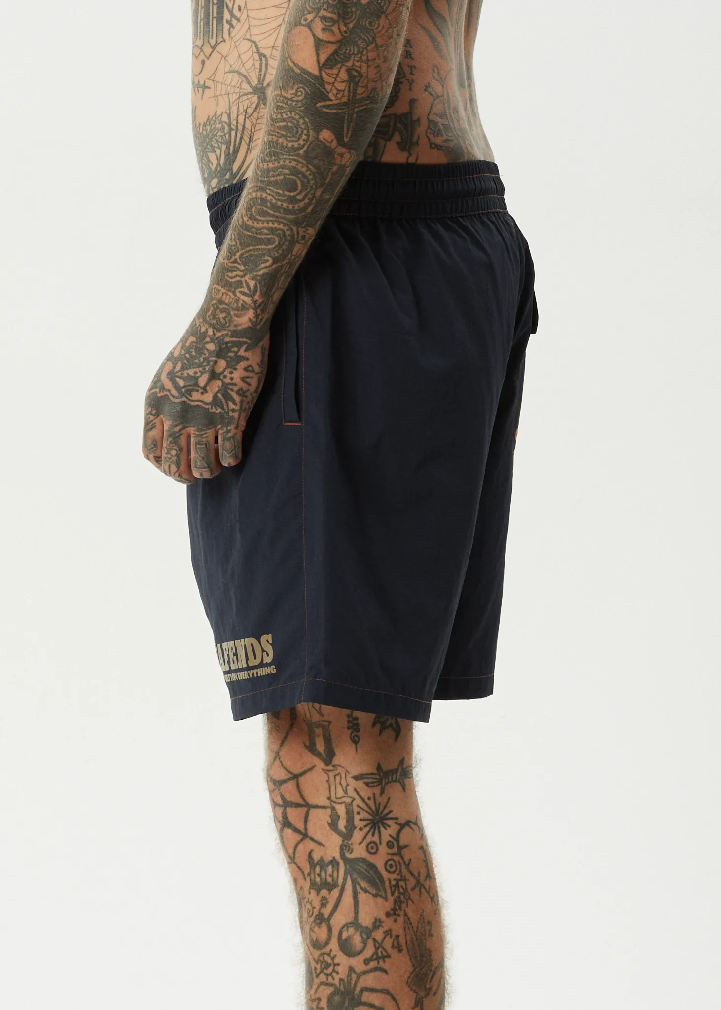 AFENDS NUTS N BOLTS BAYWATCH SWIM SHORT 18 INCH - DEEP SEA