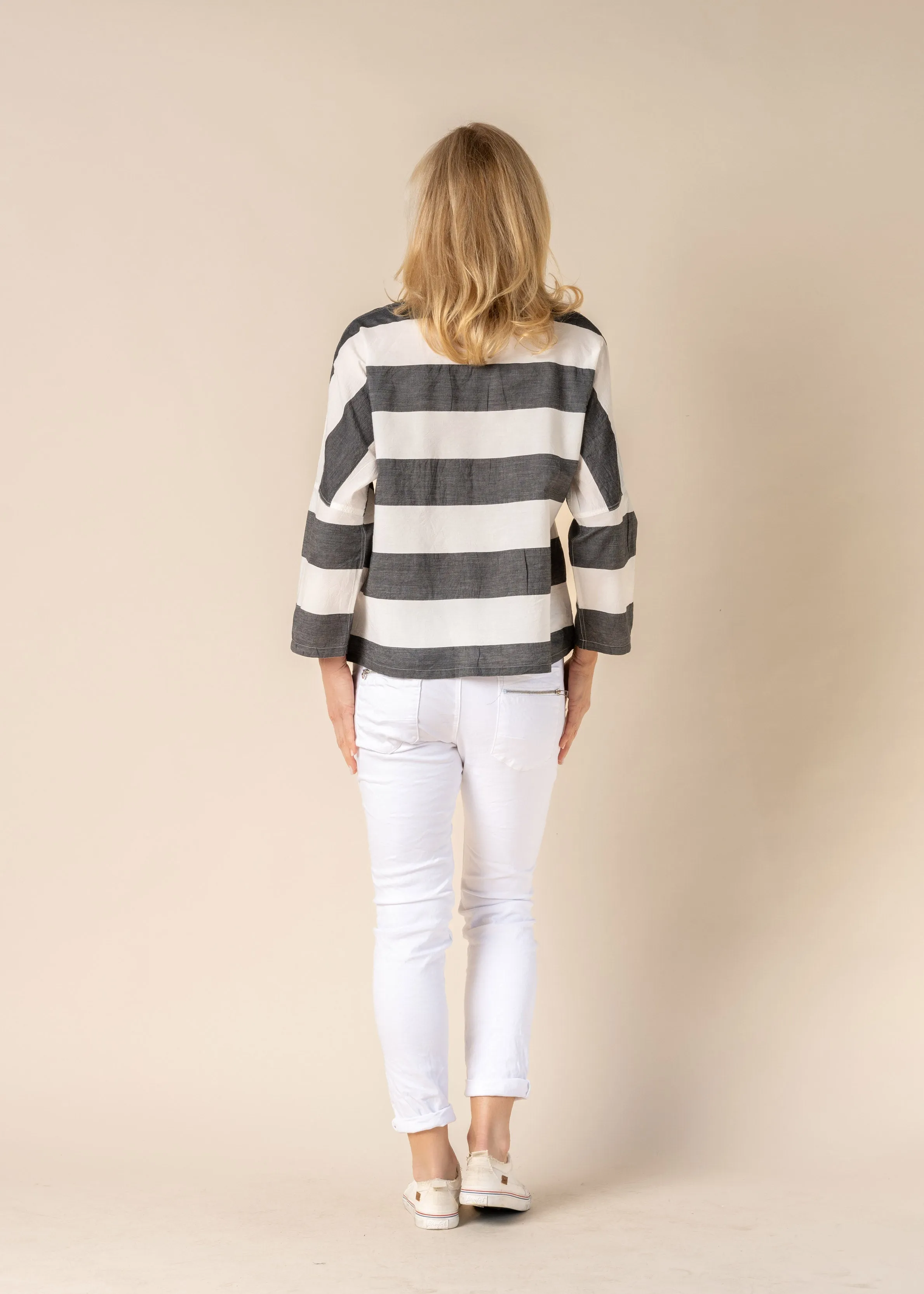 Aggie Top in Granite Stripe