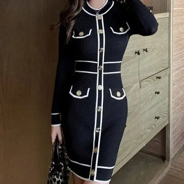 Arabella Elegant Bodycon Soft Knit Midi Dress