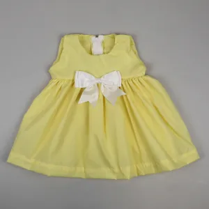 Baby Girl Dress - Lemon Yellow with Bow