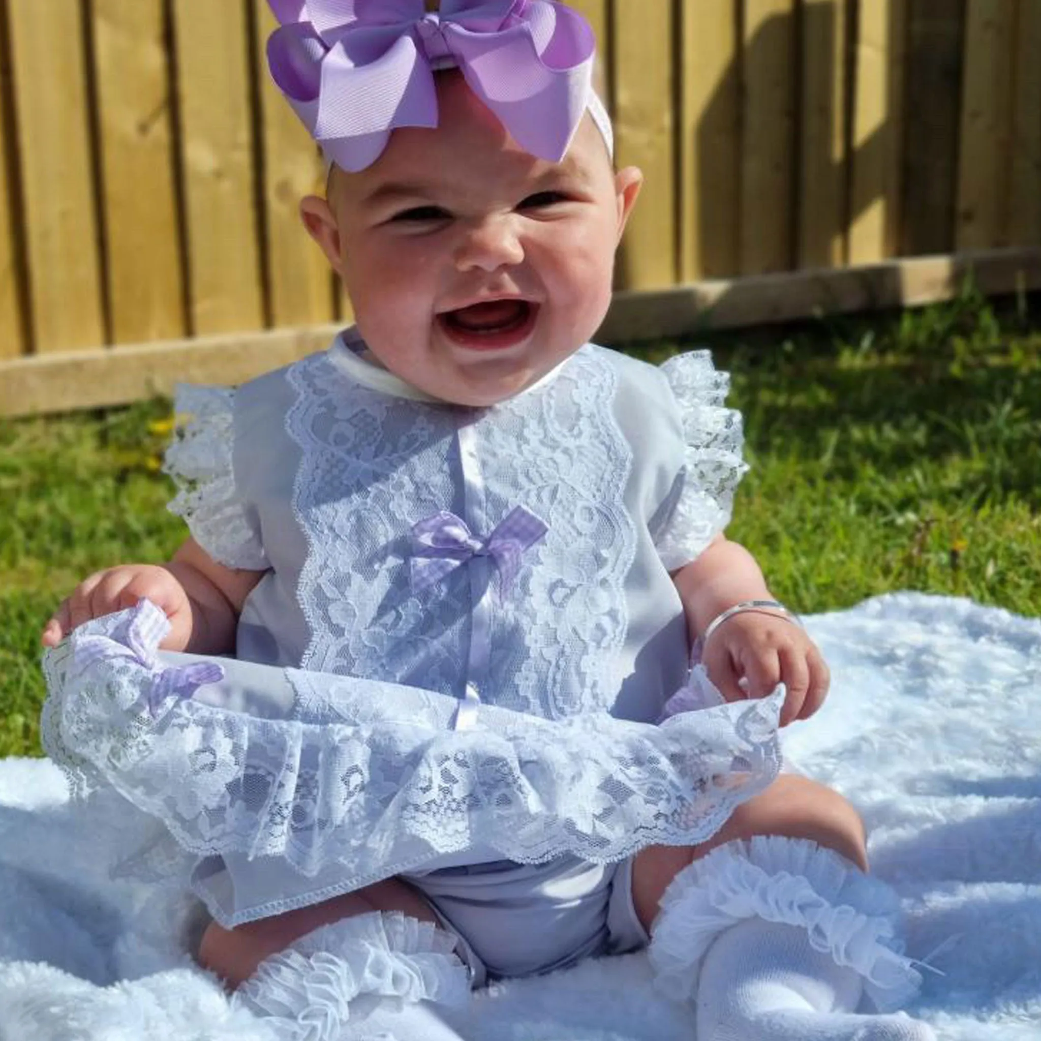 Baby Girl Lace Dress and Bloomers Outfit -Lilac
