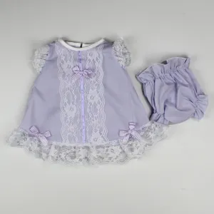 Baby Girl Lace Dress and Bloomers Outfit -Lilac