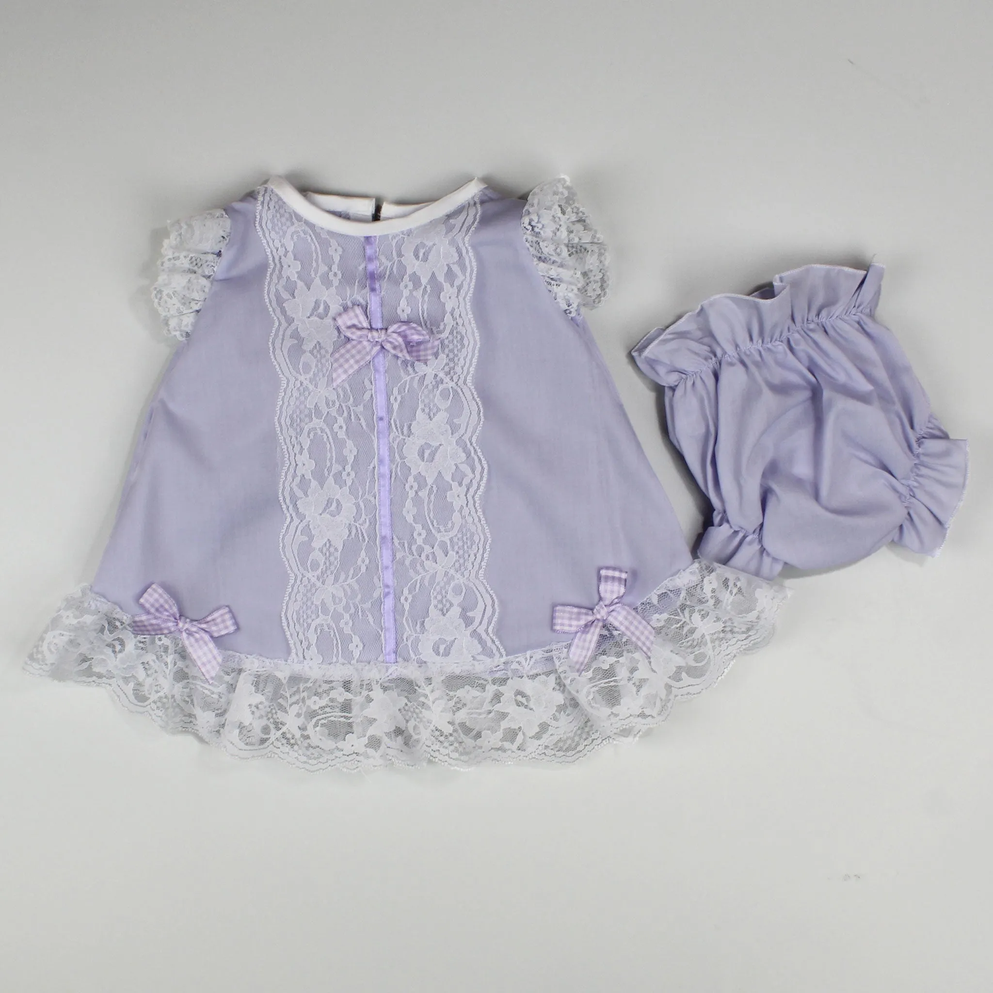 Baby Girl Lace Dress and Bloomers Outfit -Lilac