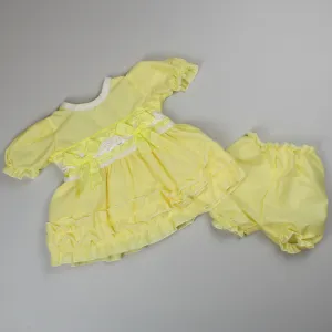 Baby Girl Lemon Yellow Dress with Gingham Bows
