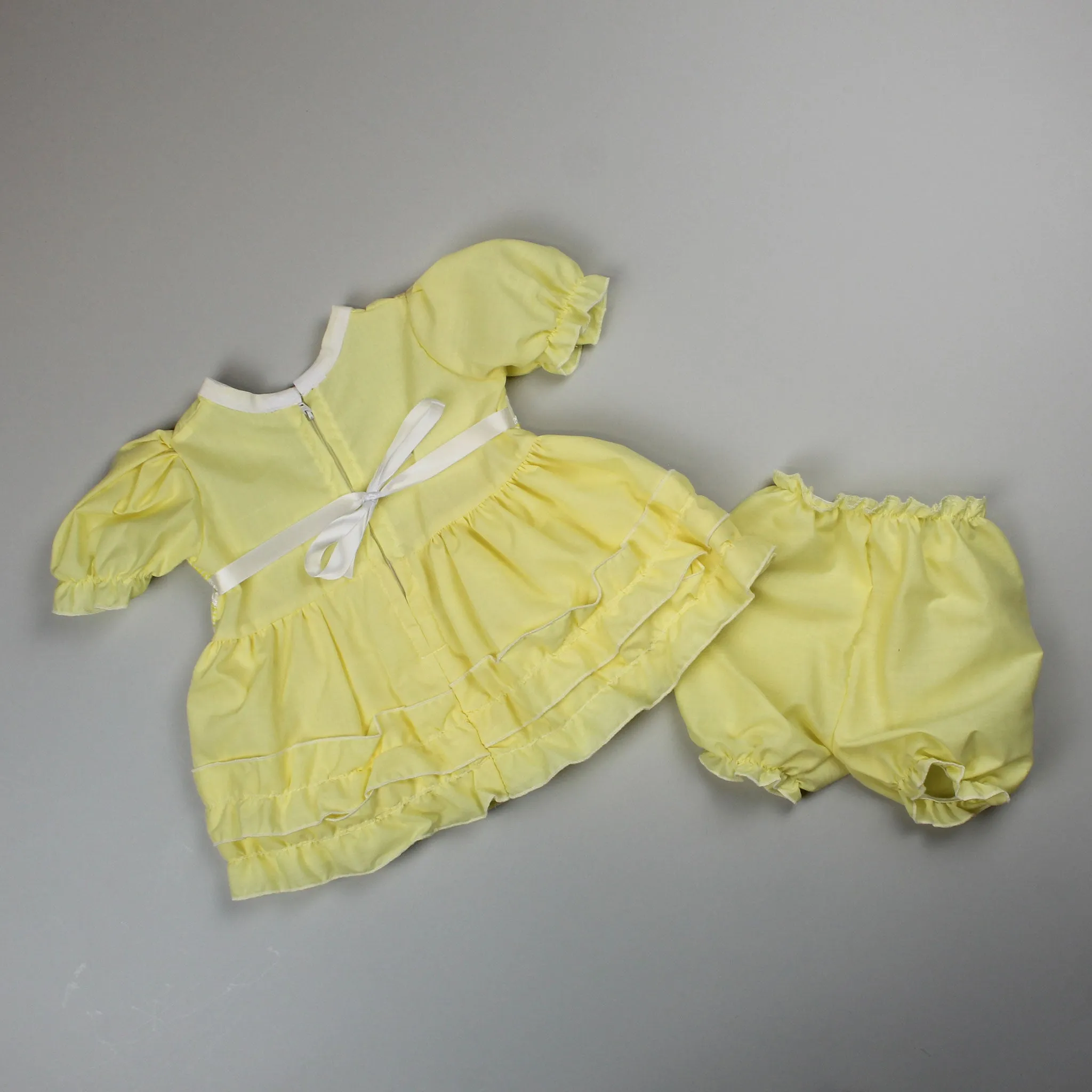 Baby Girl Lemon Yellow Dress with Gingham Bows
