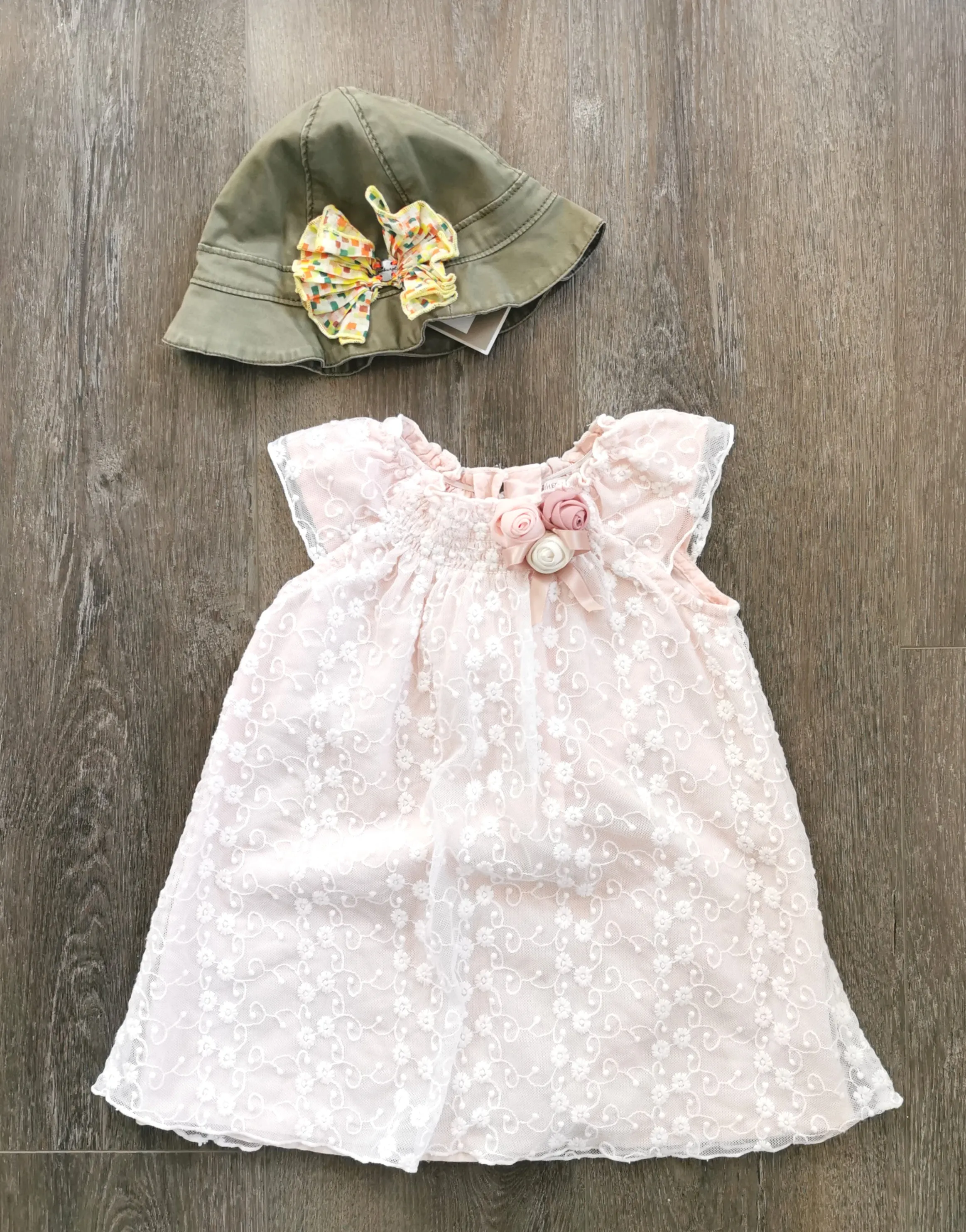 BABY GIRL SIZE 12 MONTHS - CATHERINE MALANDRINO Mini Designer Fashion, Beautiful Lace Floral Dress EUC B38