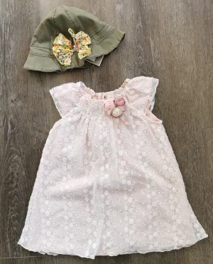 BABY GIRL SIZE 12 MONTHS - CATHERINE MALANDRINO Mini Designer Fashion, Beautiful Lace Floral Dress EUC B38