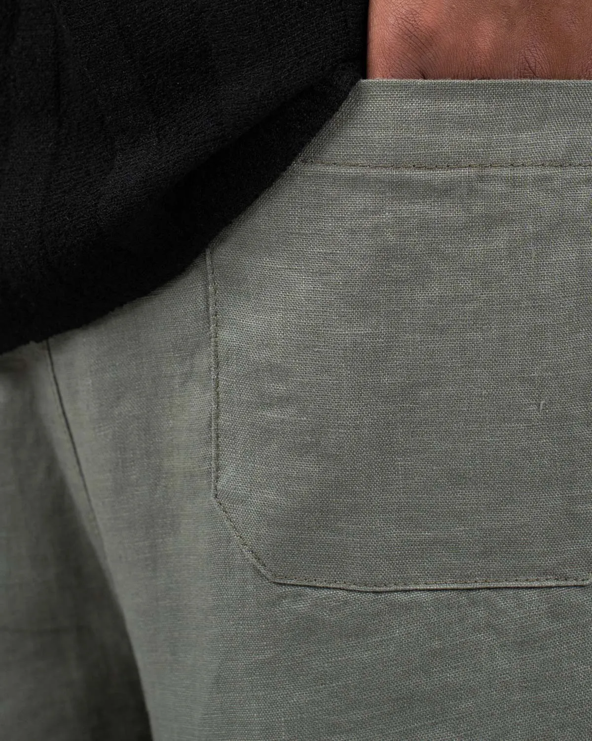 Baggy 100% Linen Pants Army