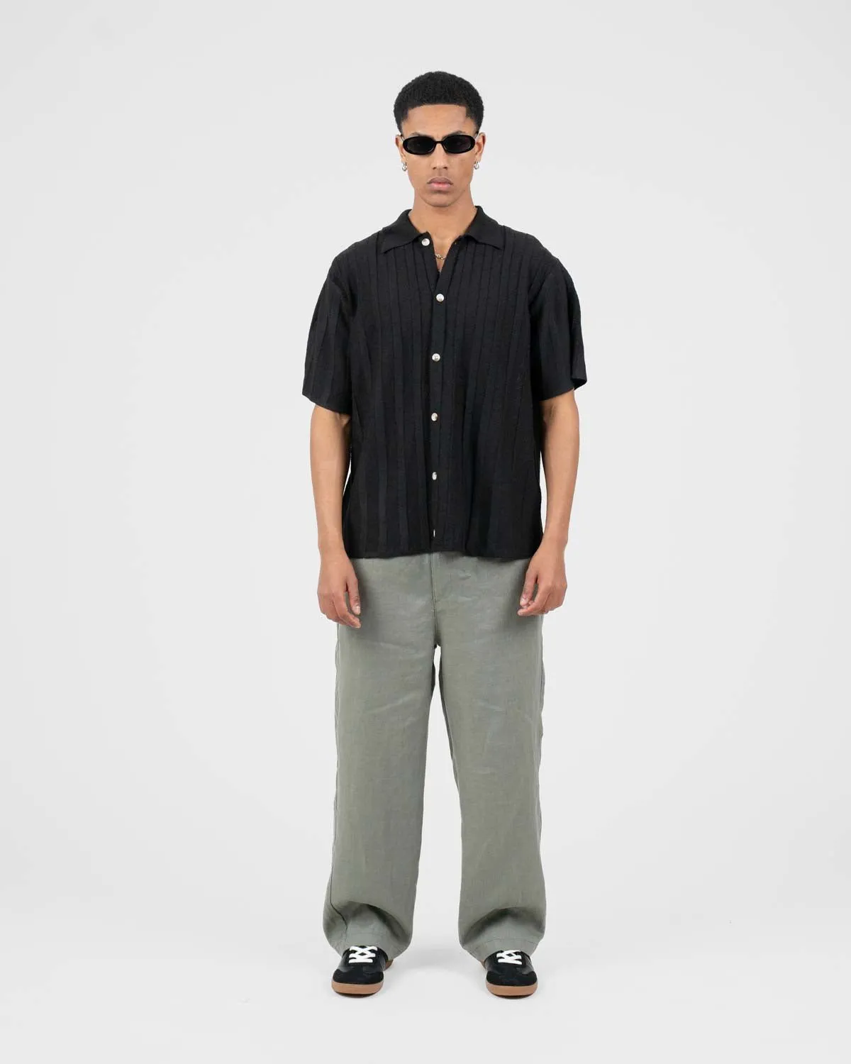 Baggy 100% Linen Pants Army