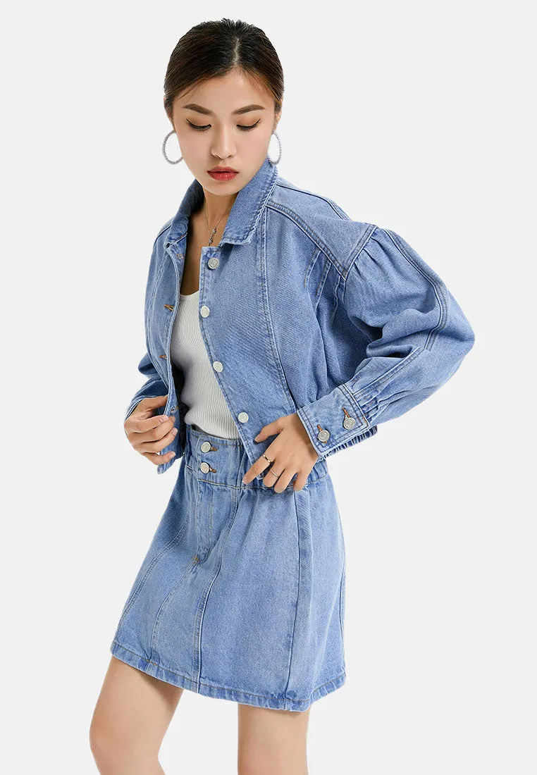 balloon sleeve denim jacket