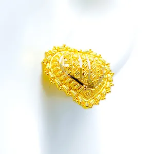 Beautiful Striped Heart 22k Gold Earrings