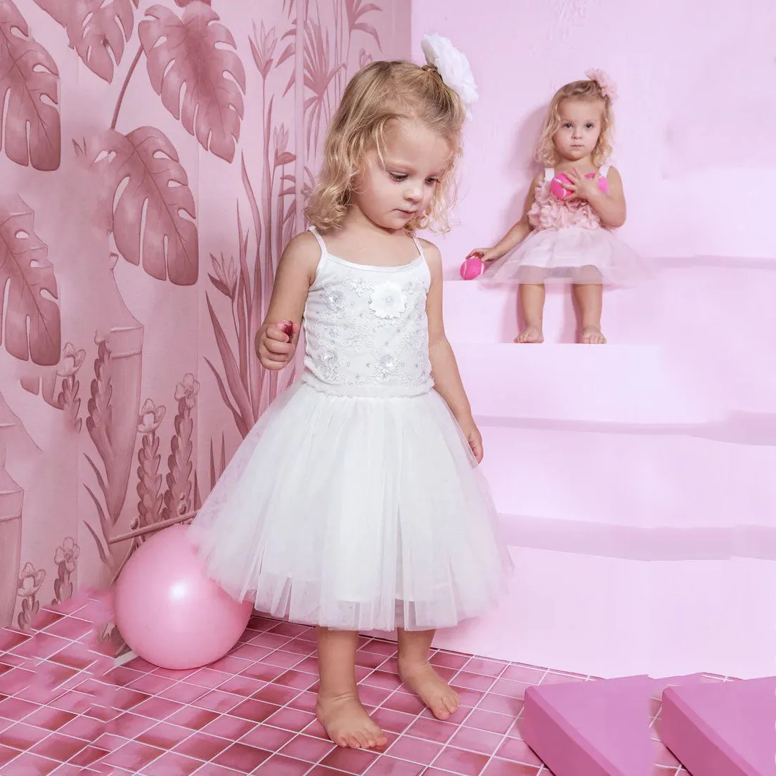 BEBE WHITE LOTUS TUTU DRESS