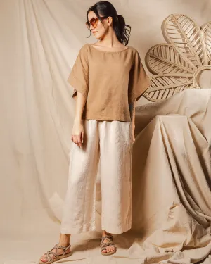 Beige Linen Palazzo Pants