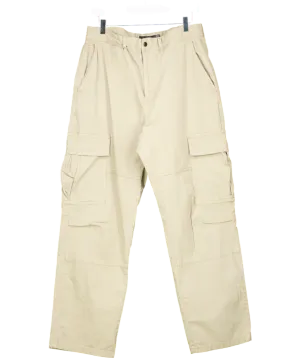 Bershka Beige Straight-leg Cargo Trouser UK 16
