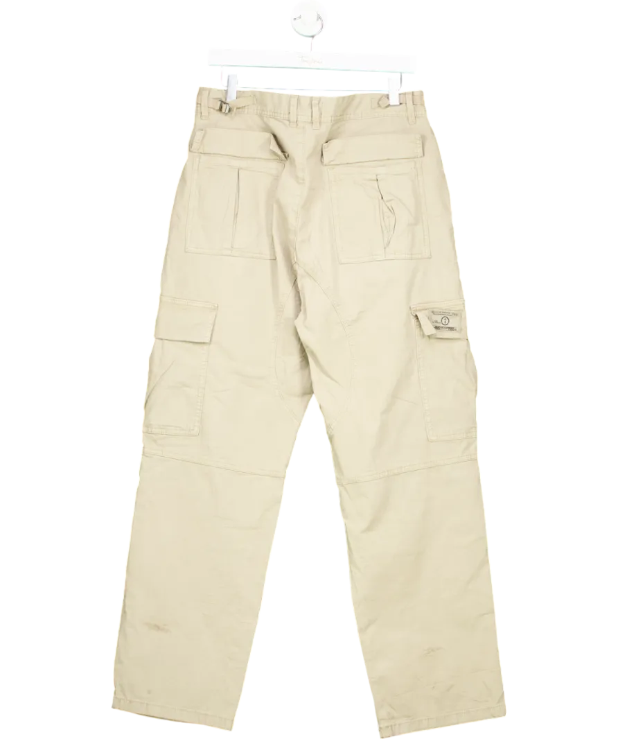 Bershka Beige Straight-leg Cargo Trouser UK 16