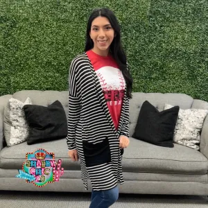 Black and White Striped Cardigan