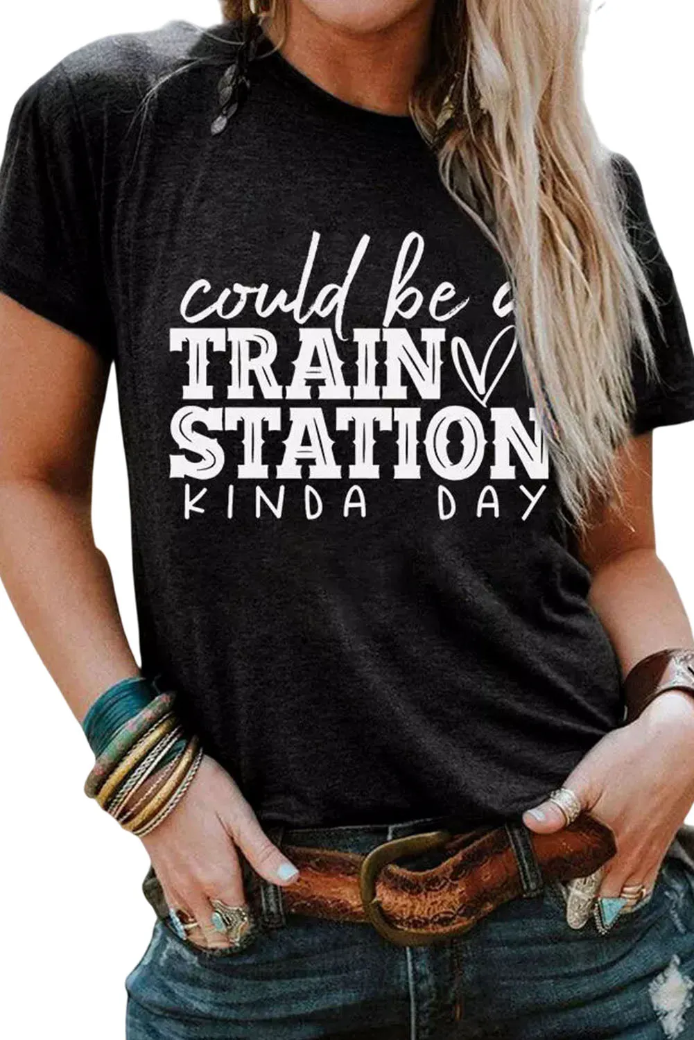 Black Could be a TRAIN STATION KINDA DAY Graphic Tee