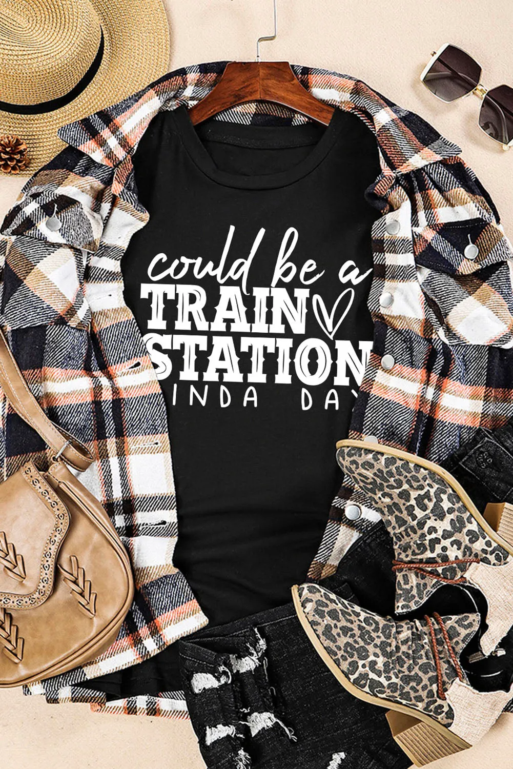 Black Could be a TRAIN STATION KINDA DAY Graphic Tee