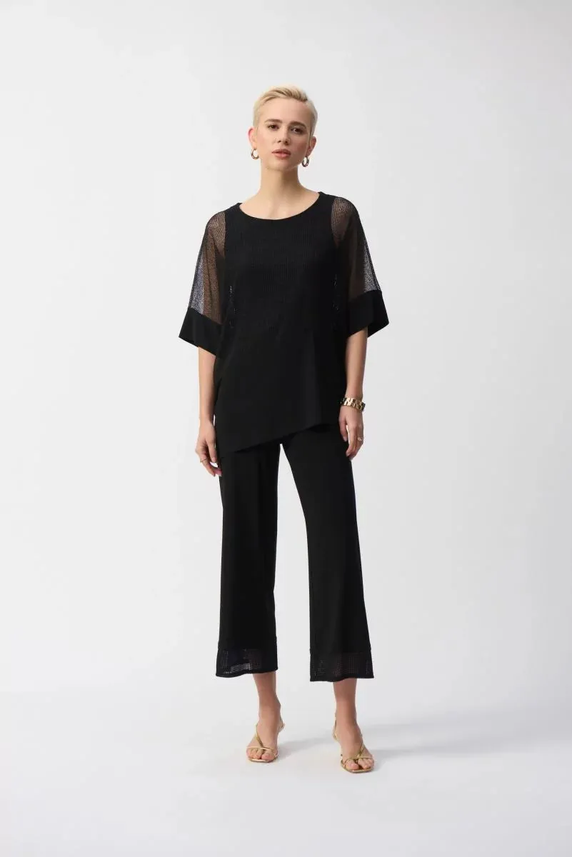 Black Mesh And Silky Knit Cocoon Top Style 251092