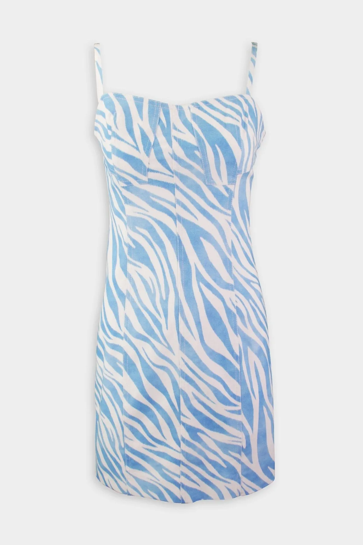 Blair Bustier Dress in White and Blue
