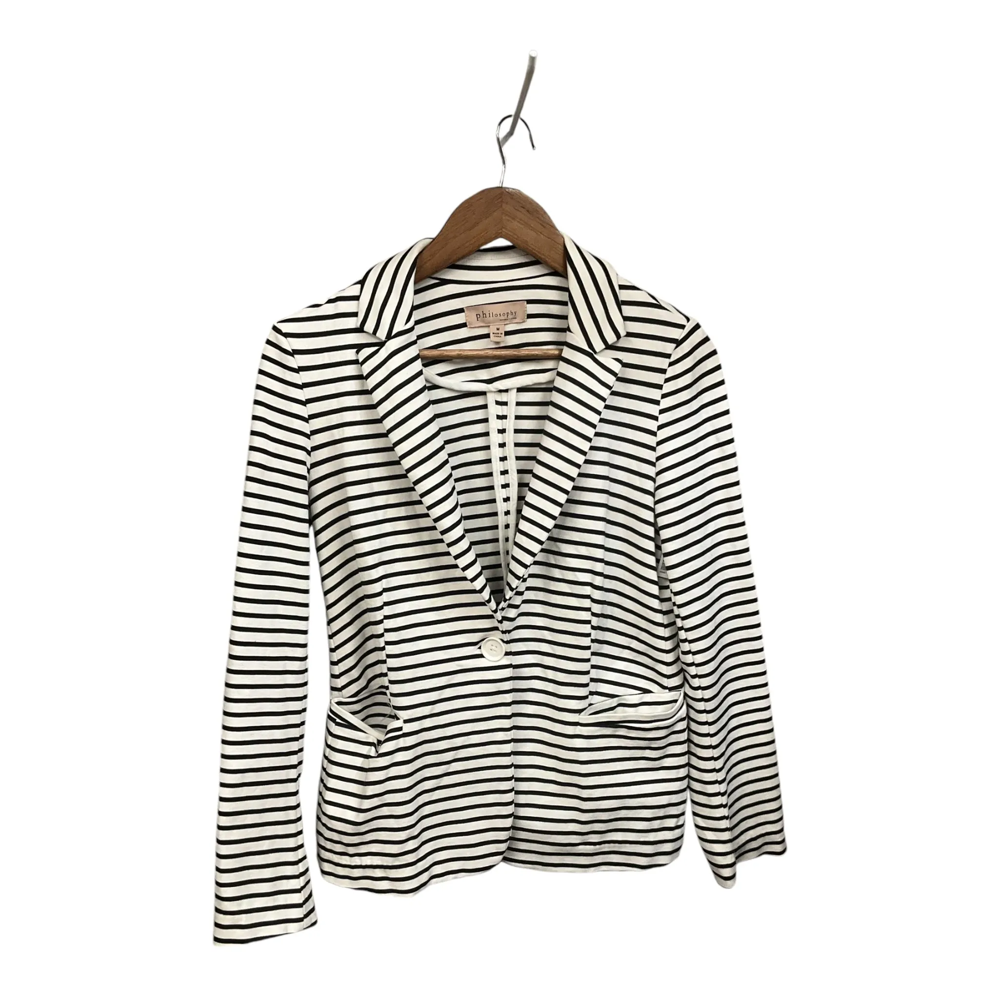 Blazer By Philosophy In Striped Pattern, Size: M