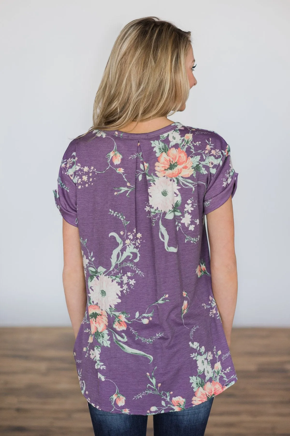 Blooming Bouquet Floral Pocket Top ~ Violet