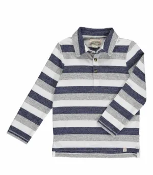 Blue/Grey Striped Knitted Polo