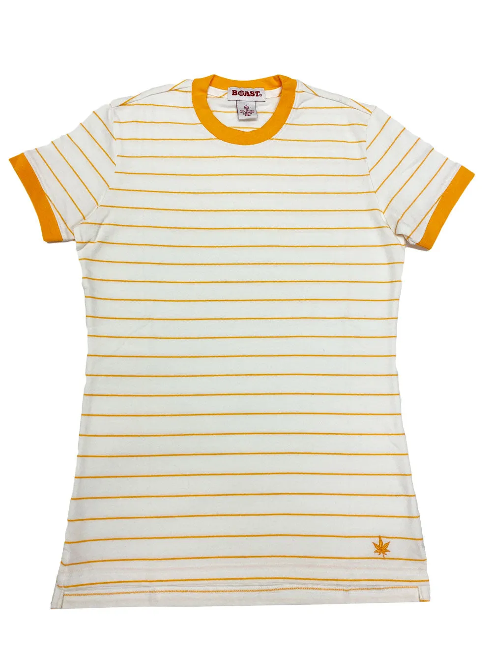 BOAST Women's Orange Striped Crewneck T-Shirt $55 NEW