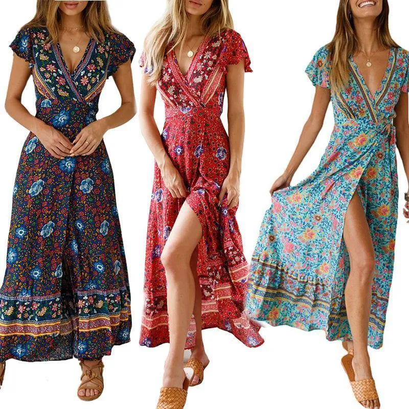 Bohemia Split Front Summer Beach Long Dresses