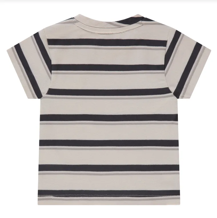 Bone SS T-Shirt w/Navy Stripes