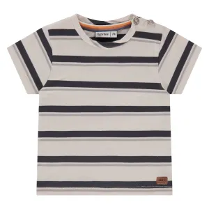Bone SS T-Shirt w/Navy Stripes