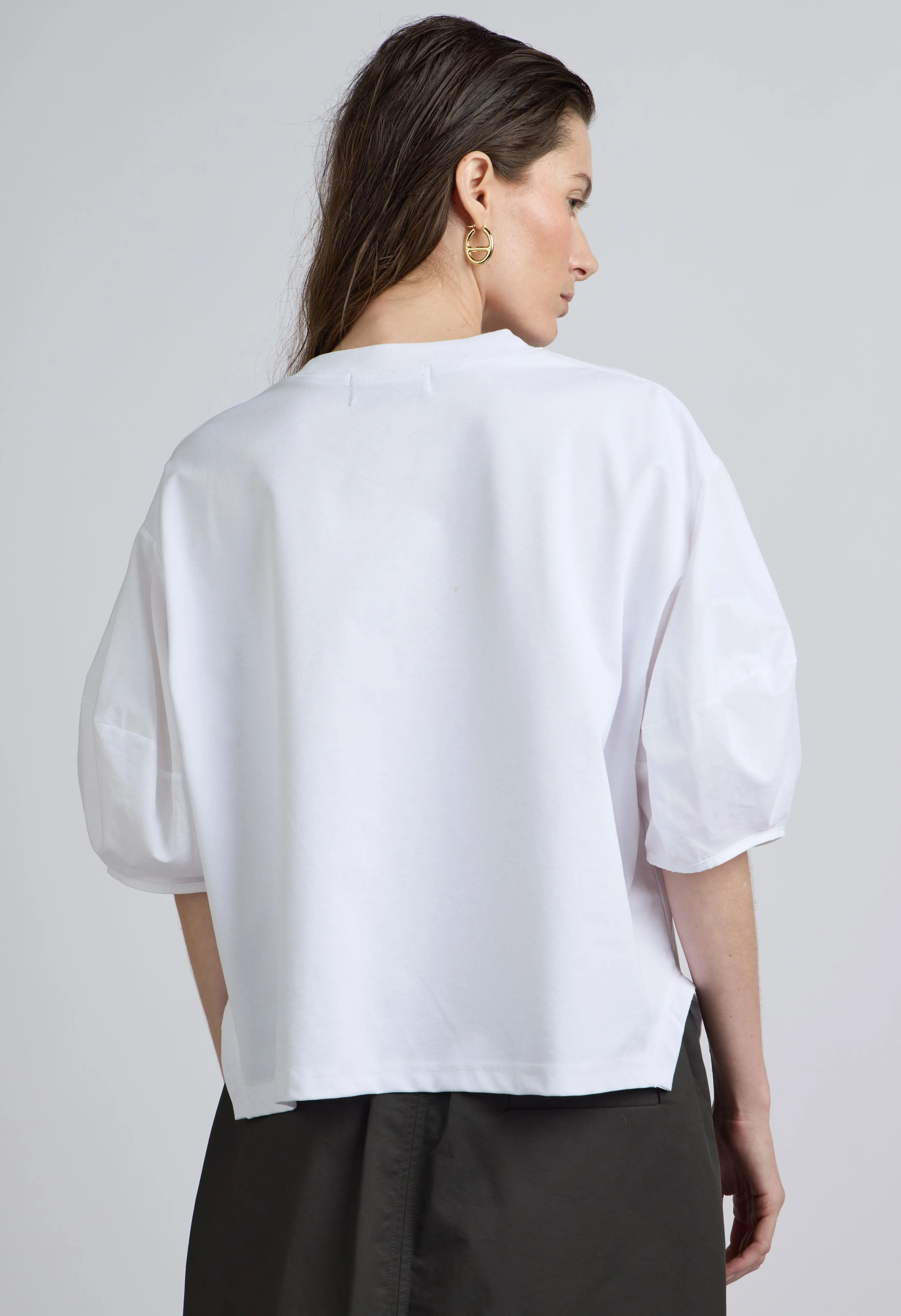 Brielle Puff Sleeve Tee In White