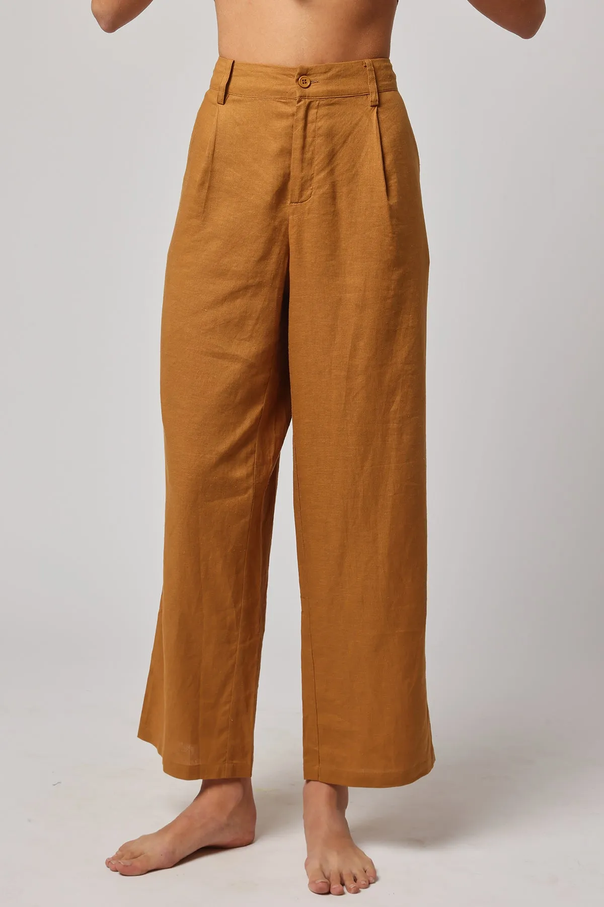 Brown 100% Linen Blend Pants