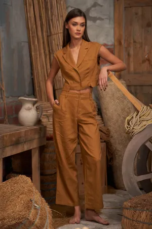 Brown 100% Linen Blend Pants