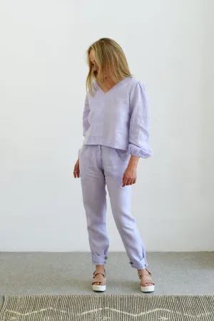 Buttoned Cuff Linen Pants