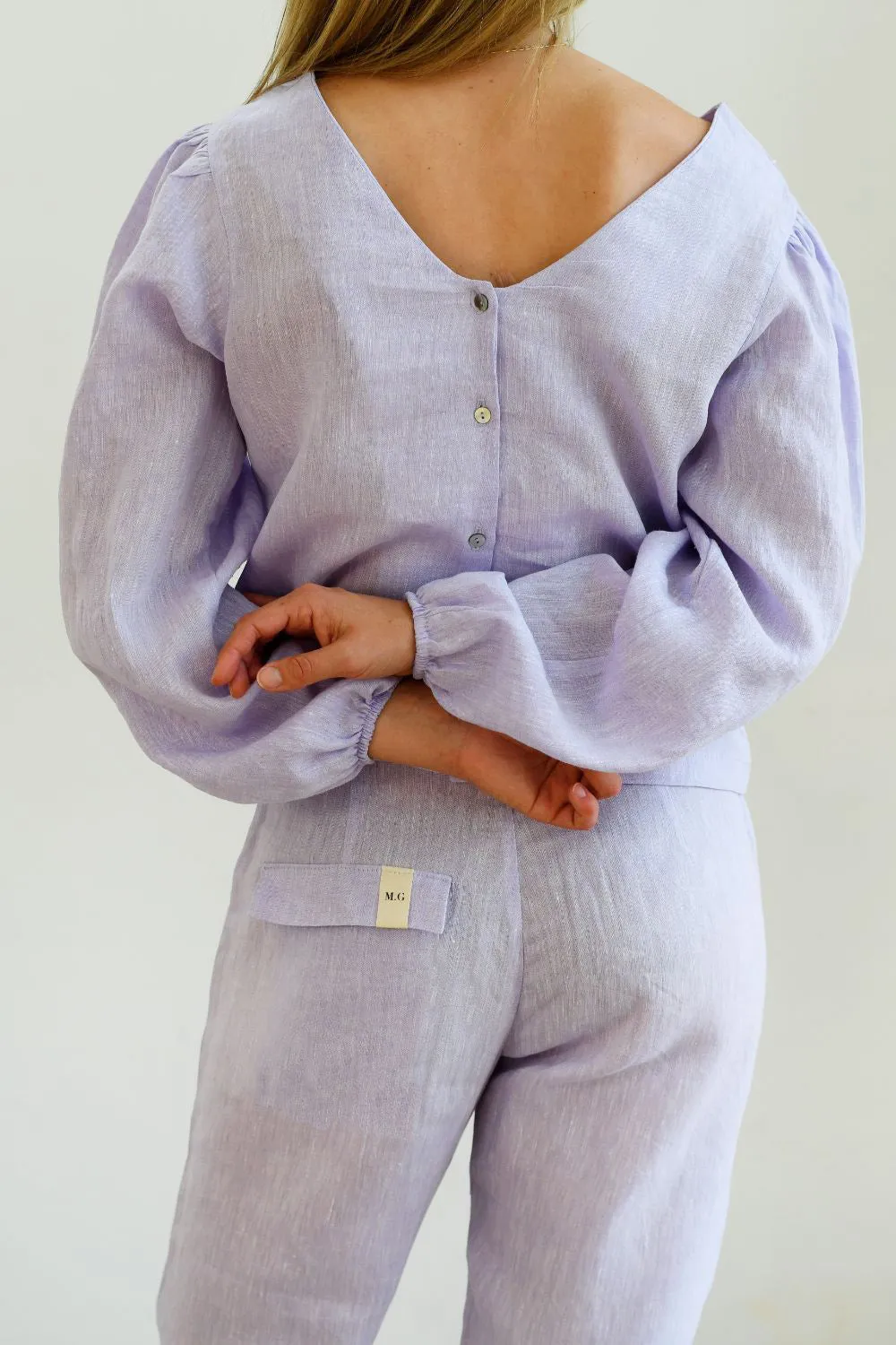 Buttoned Cuff Linen Pants