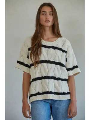 Cable Striped Pullover
