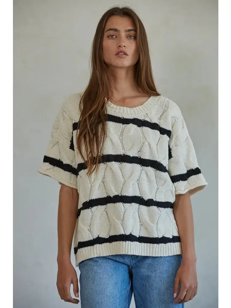 Cable Striped Pullover